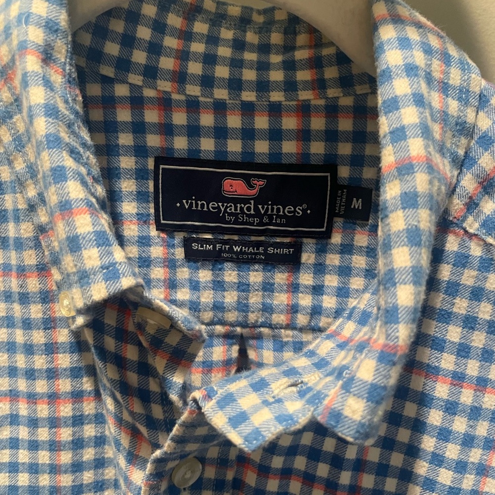 Vineyard Vines Blue and Red Plaid Men's Shirt